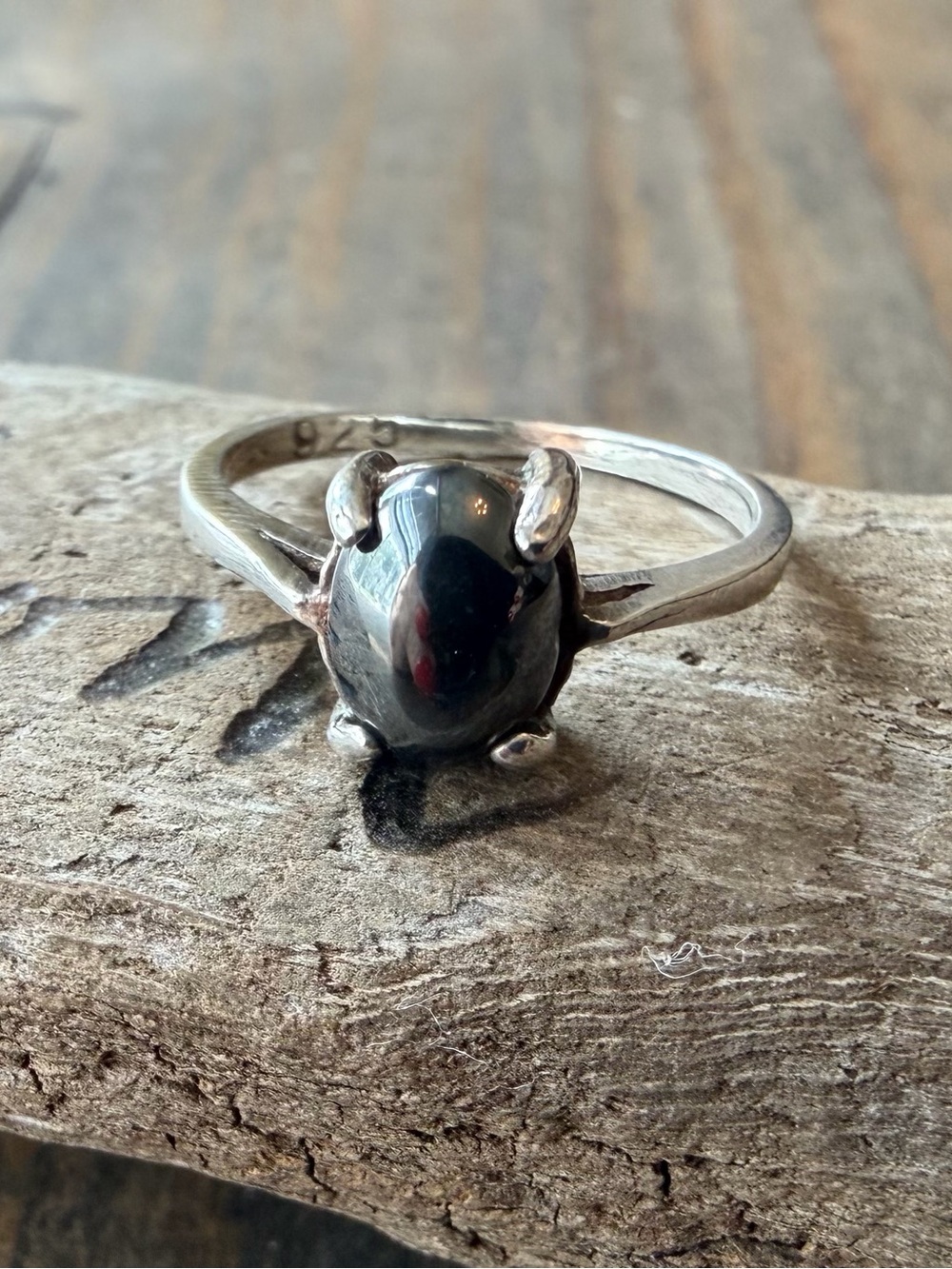 Sterling Silver Black Stone Turtle Ring